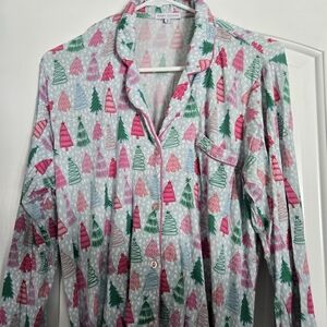 Mary Square Festive Tree Print Pajama Set